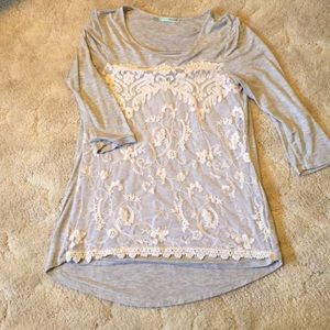 3/4 length sleeve lace front top