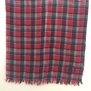 Coach red/grey plaids scarf