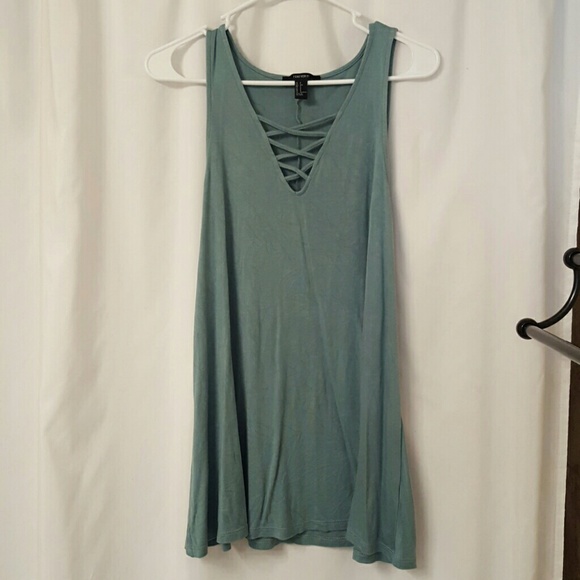 SOLD Teal forever 21 dress with crisscross bust