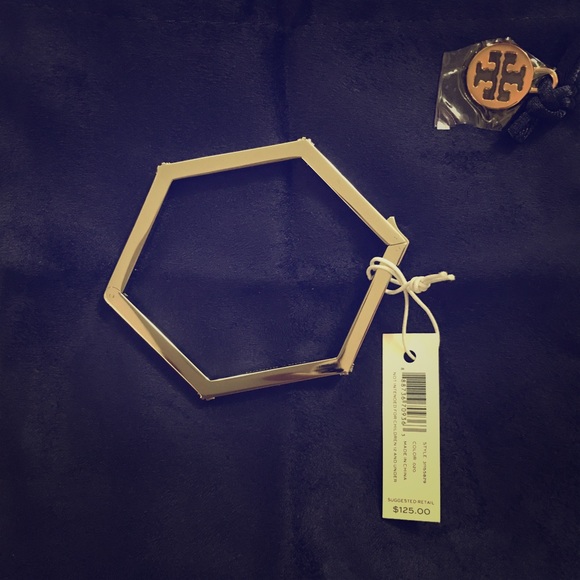 Tory Burch Logo Hexagon Hinged Bangle Bracelet - Picture 1 of 4