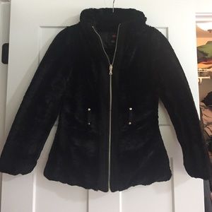 Girls Black Fuzzy Coat