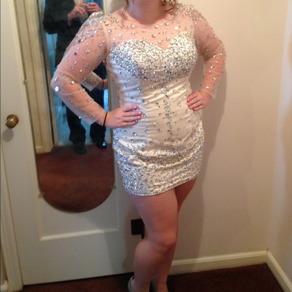 Short Nude Fitted Homecoming Dress