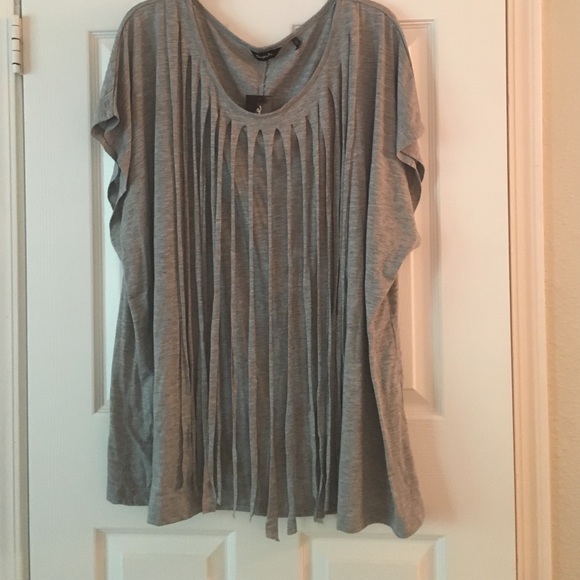 Simply Be gray fringe tee