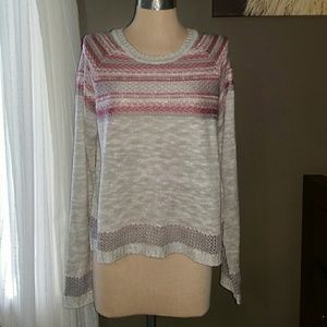 Silver gray red sweater size L