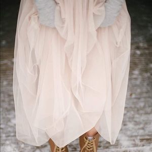 Champagne tulle maxi skirt