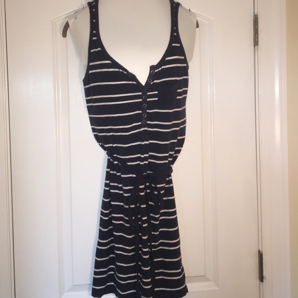 H&M Navy and White Striped Organic Cotton Dress