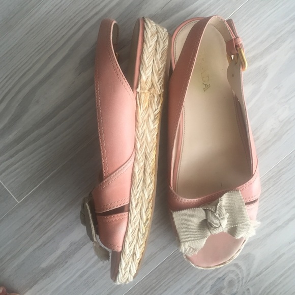 Prada leather sandal espadrille roping, silk bows - Picture 3 of 3