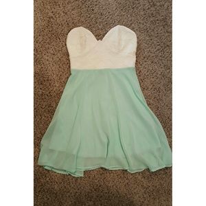 White and teal dress