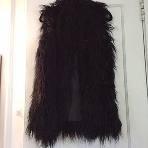 Extra fluffy black faux fur vest
