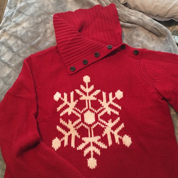 Talbots sweater with ❄️ design. Button neck detail