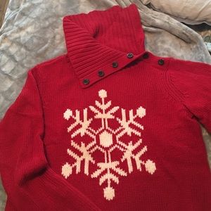 Talbots sweater with ❄️ design. Button neck detail