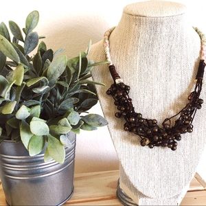 Aerie beaded choker with floral braided yarn