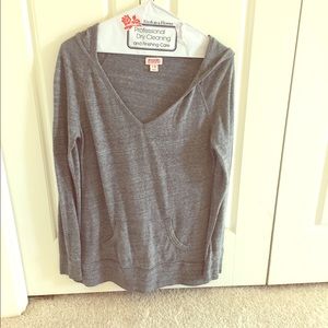 Mossimo hooded gray slub knit pullover size M