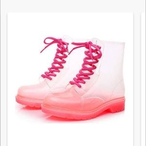 Pink clear rain boots (used)