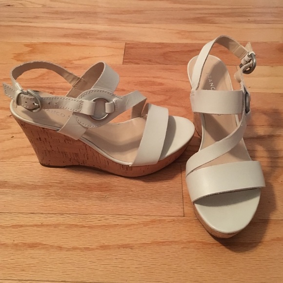 SUPER CUTE white and cork wedges!