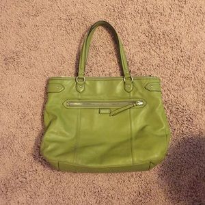 Green coach tote.