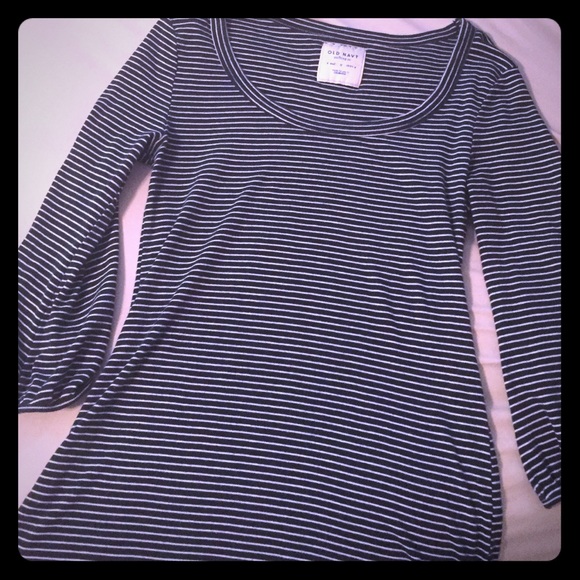 Navy stripe 3/4 length sleeve blouse