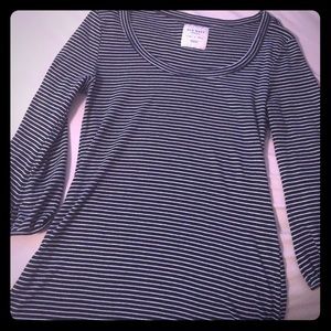 Navy stripe 3/4 length sleeve blouse