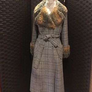 Vintage Plaid Full Length Wool Coat