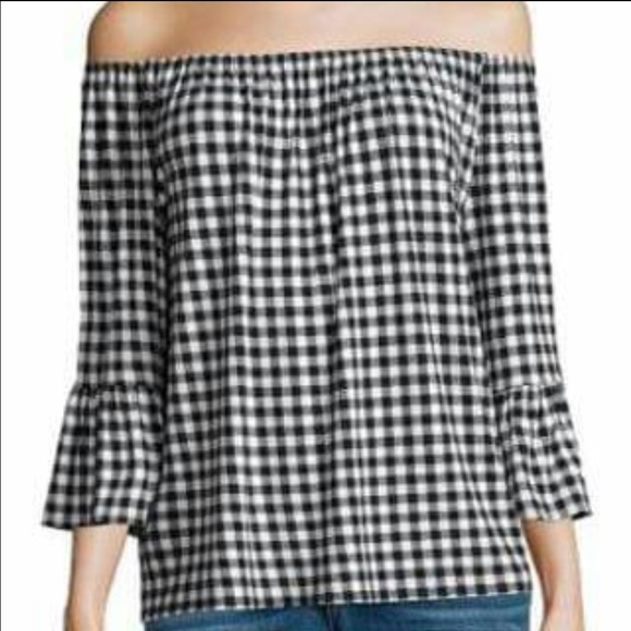 Checkered Off The Shoulder Top