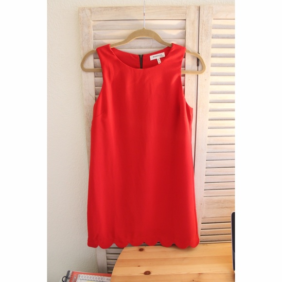 Red Monteau scalloped dress