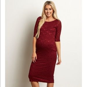 Burgundy Lace Maternity Dress