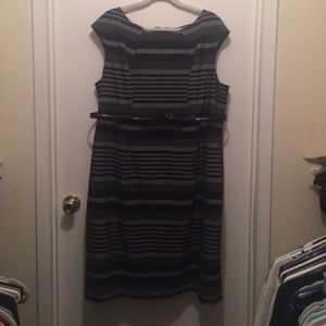Calvin Klein black and gray striped dress.