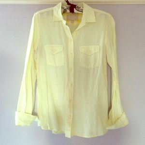 Yellow Banana Republic button up linen shirt