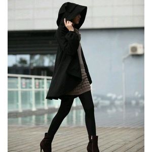 SALE Vintage Dani Colby Black Wool Hooded Cape