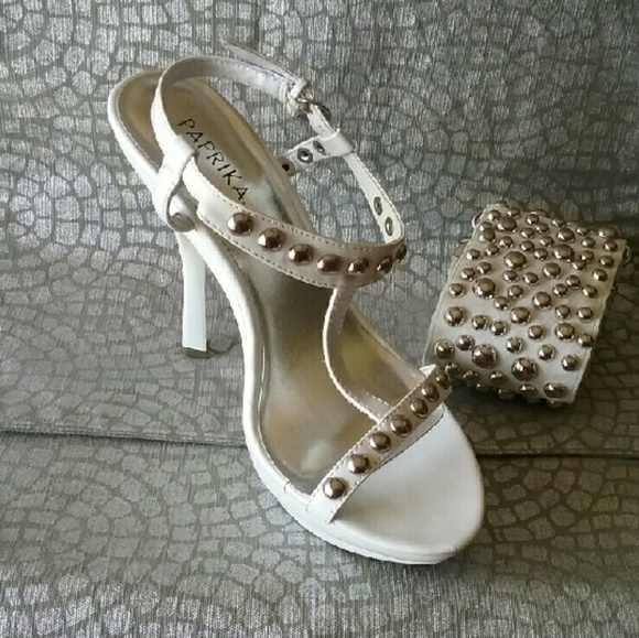 White and Silver button Shoes