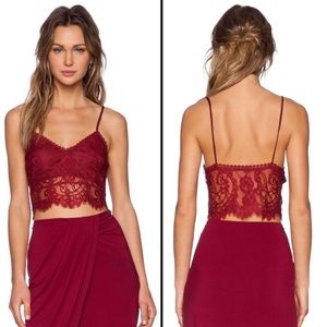 Lovers + Friends Lace Bralette - Wine Red