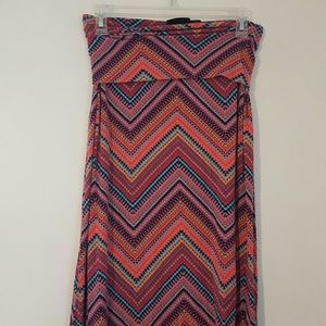 Multi color chevron Maxi skirt