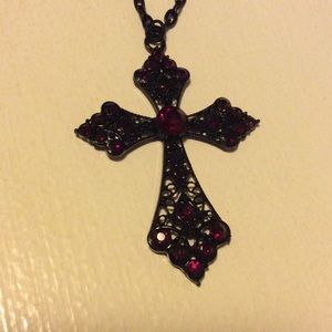 Black red jeweled cross