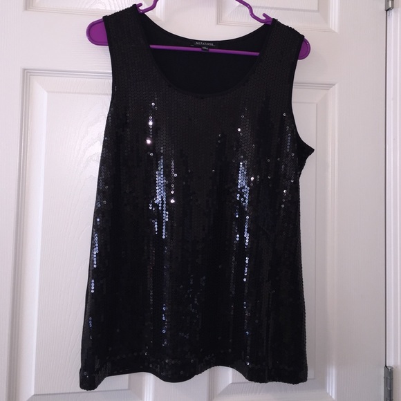 Like new black tank top with sequins