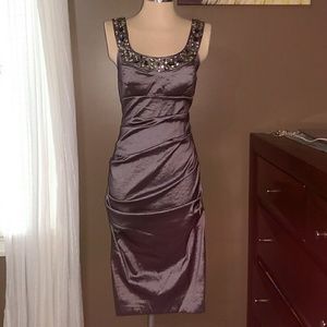 Silver pewter rhinestone curve hugging dress 6