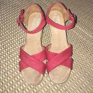 TOMS Espadrilles Sandal Wedges Red - W6