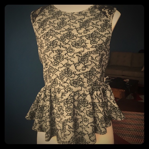 Topshop Peplum Rose Print US 10