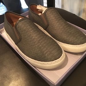 Grey snakeskin slip on sneakers