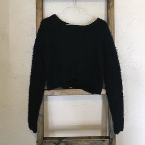 fuzzy crop sweater