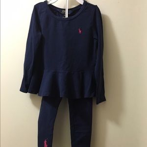 2pc Polo RL set - LS peplum top w/ leggings
