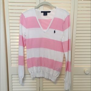 🌸 Ralph Lauren Pink and White Sweater 🌸
