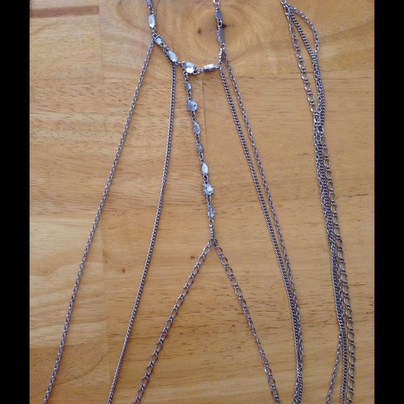 Guess body chain silver crystal rhinestones