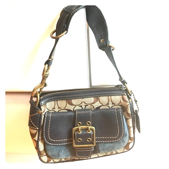 Brown and Blue Coach Bag - Picture 1 of 4