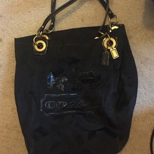 Large black coach tote