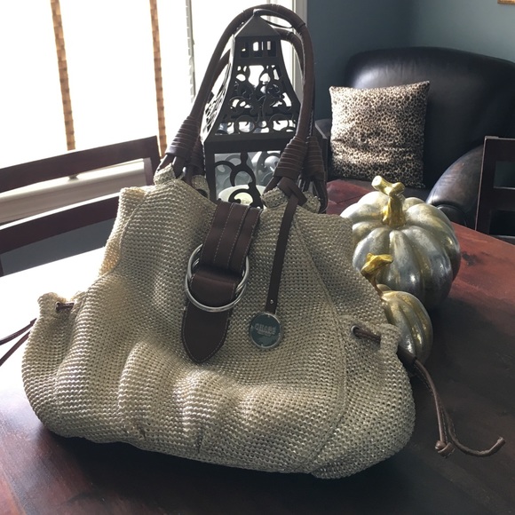 Chaps woven gold/brown shoulder bag