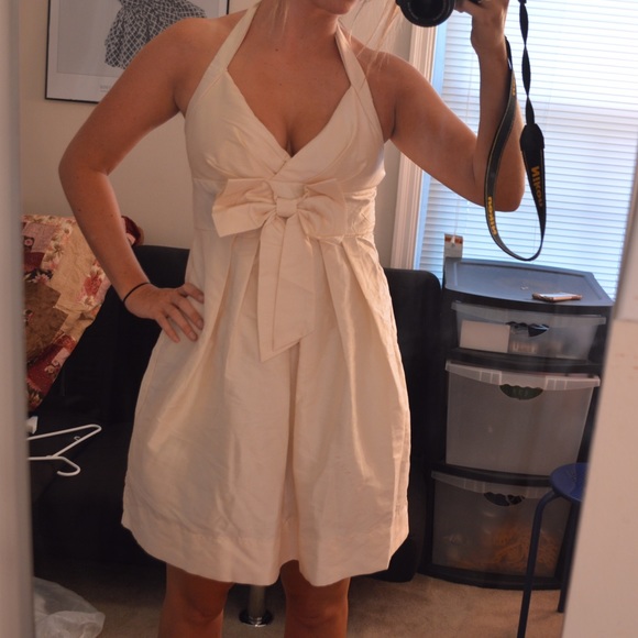 Off white beige halter dress