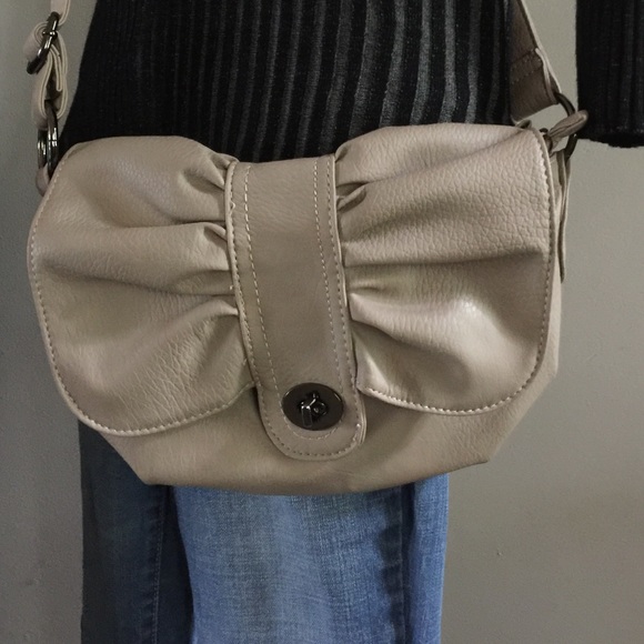Under one Sky Handbags - Light tan/taupe crossbody purse Ruching/pleated 💕