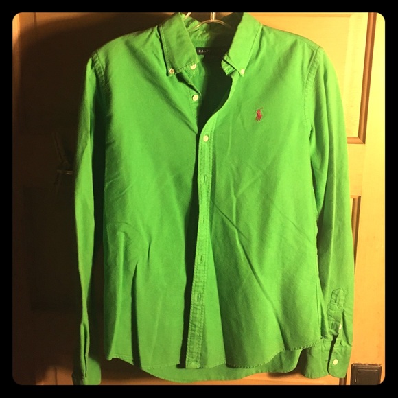 Green long sleeve polo button up