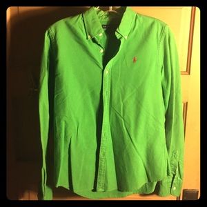 Green long sleeve polo button up