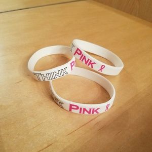 Pink ribbon breast cancer awareness bracelet